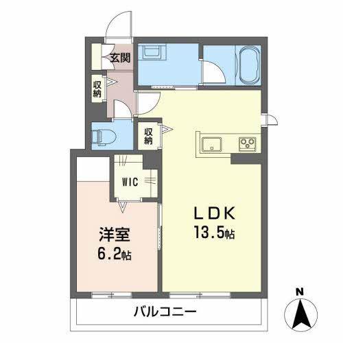 COLORER(1LDK/2階)の間取り写真