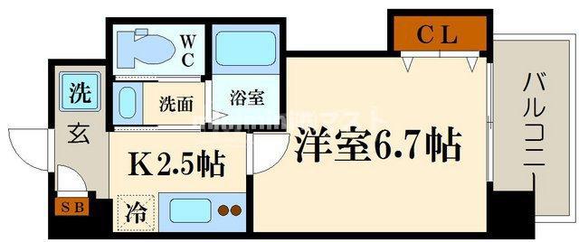 ラグゼドーム前II(1K/8階)の間取り写真