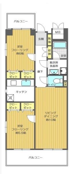 フィールランド(2LDK/5階)の間取り写真