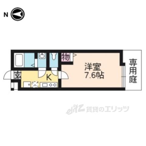 フラッティ四条大宮Ⅱ(1K/1階)の間取り写真