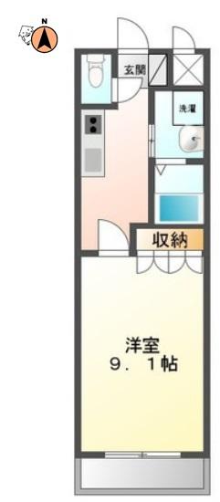 パークヒルズ庄町(1K/2階)の間取り写真