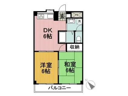 エルセレ岸谷(2DK/2階)の間取り写真