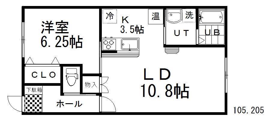 BLANCAII(1LDK/2階)の間取り写真