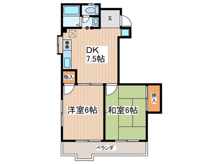 サンライズ61(2DK/1階)の間取り写真