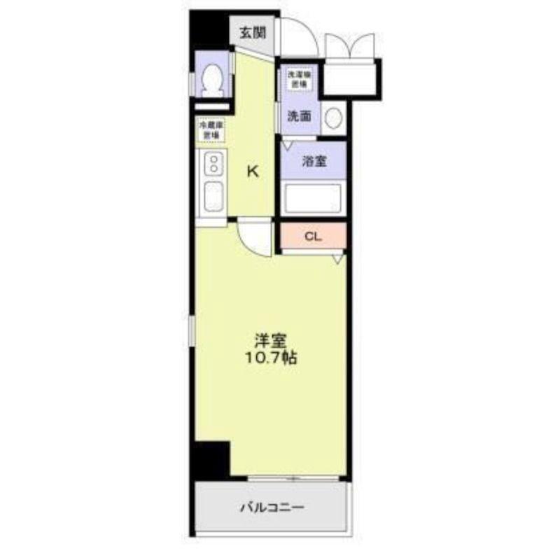 ウィング瓦町(1K/4階)の間取り写真