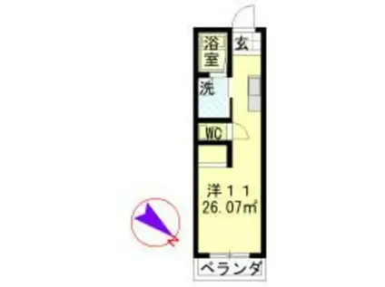 カーサアレグリア(ワンルーム/2階)の間取り写真