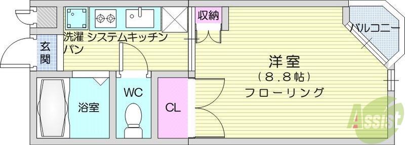 アーバンハイム大和(1K/2階)の間取り写真