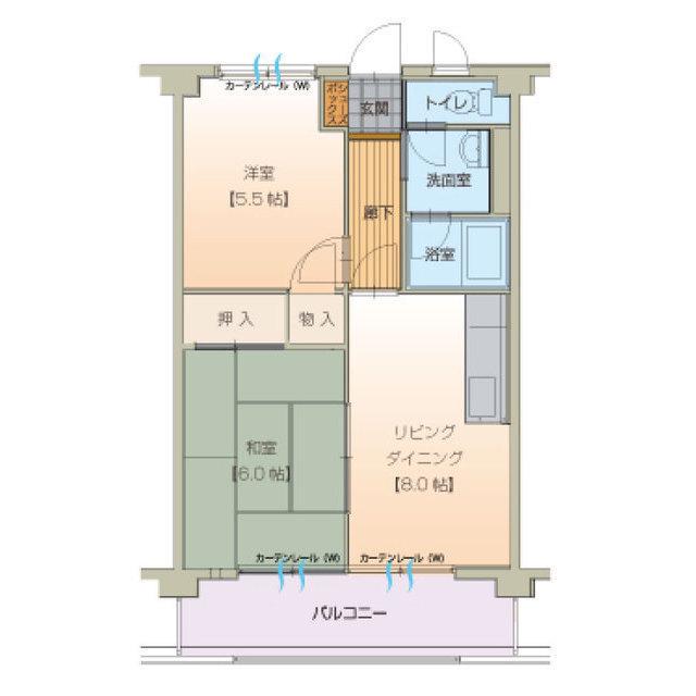エムブレイス(2DK/2階)の間取り写真