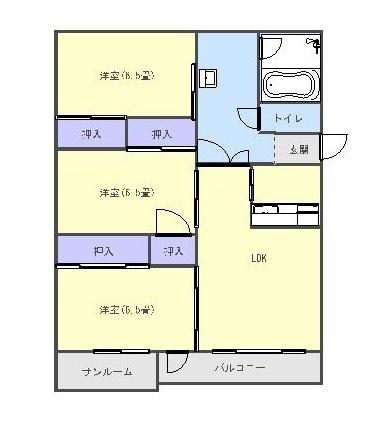 BETTER R 沼館(3LDK/3階)の間取り写真