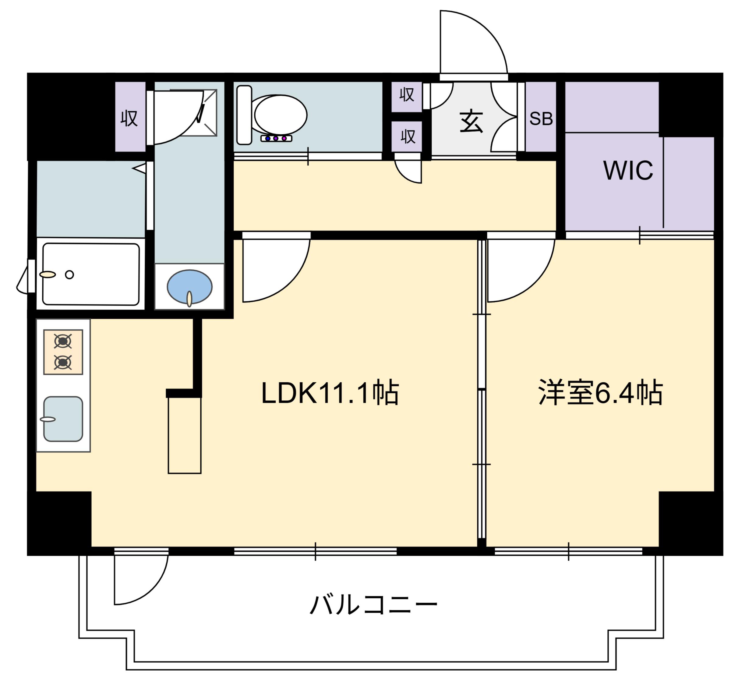 パラッツォロッサ(1LDK/7階)の間取り写真
