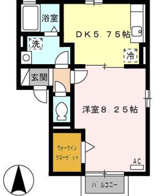 ルミエール(1DK/2階)の間取り写真