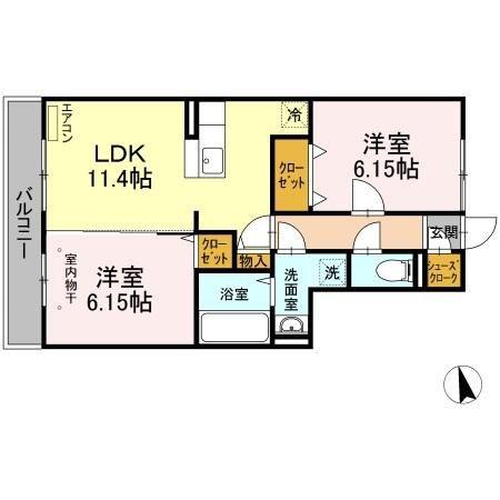 コーポスカイG(2LDK/3階)の間取り写真