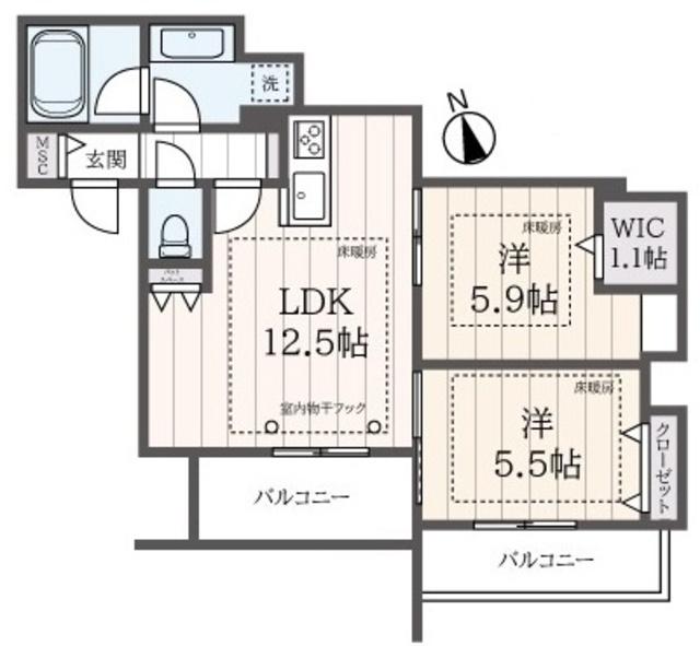 LUPINUS(2LDK/1階)の間取り写真