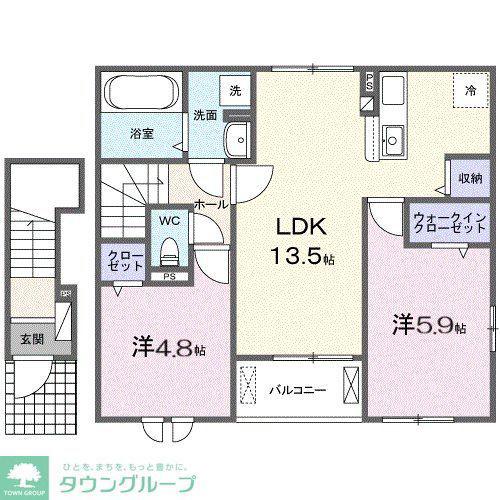 リオラ II(2LDK/2階)の間取り写真