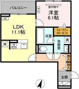 ビスタレイルウェイ八田(1LDK/3階)の間取り写真