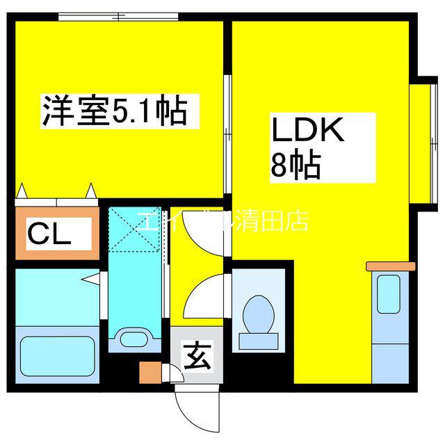 LONTERM清田 (1LDK/3階)の間取り写真