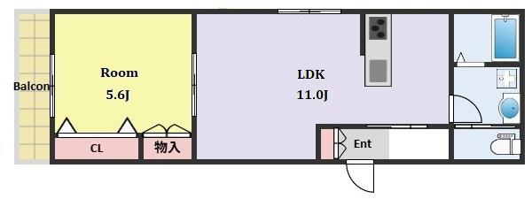 I-HOUSE(1LDK/3階)の間取り写真