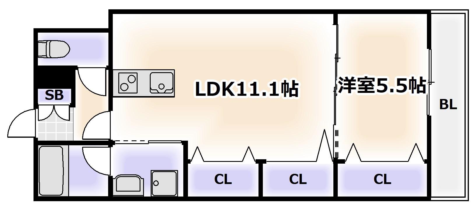 ESTAGEO北田辺(1LDK/3階)の間取り写真