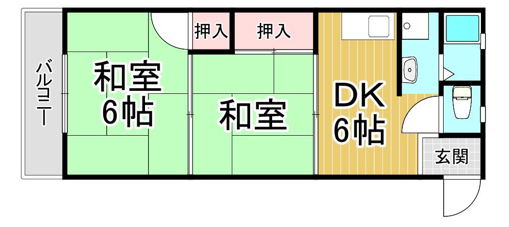 トーハイマンション(2DK/3階)の間取り写真