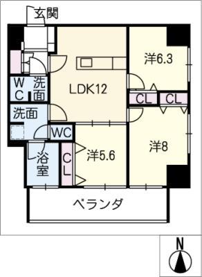 さくらHILLS NISHIKI PLATINUM R(3LDK/13階)の間取り写真
