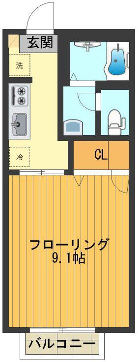 エヌエスハイツ(1K/2階)の間取り写真