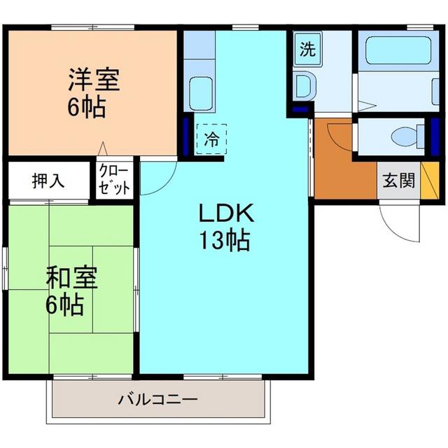 セントルイン壱番館 B棟(2LDK/2階)の間取り写真