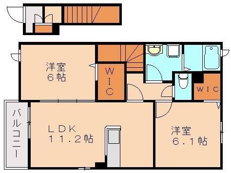 ベルコロレII B(2LDK/2階)の間取り写真