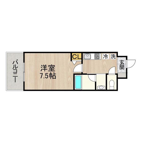 CITY SPIRE 名古屋本陣(1K/2階)の間取り写真