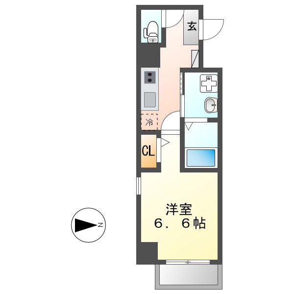Z・R名駅(1K/6階)の間取り写真