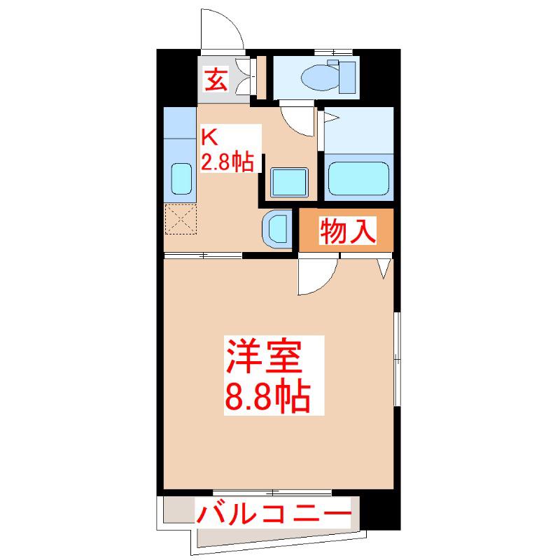 シャロム(1K/3階)の間取り写真