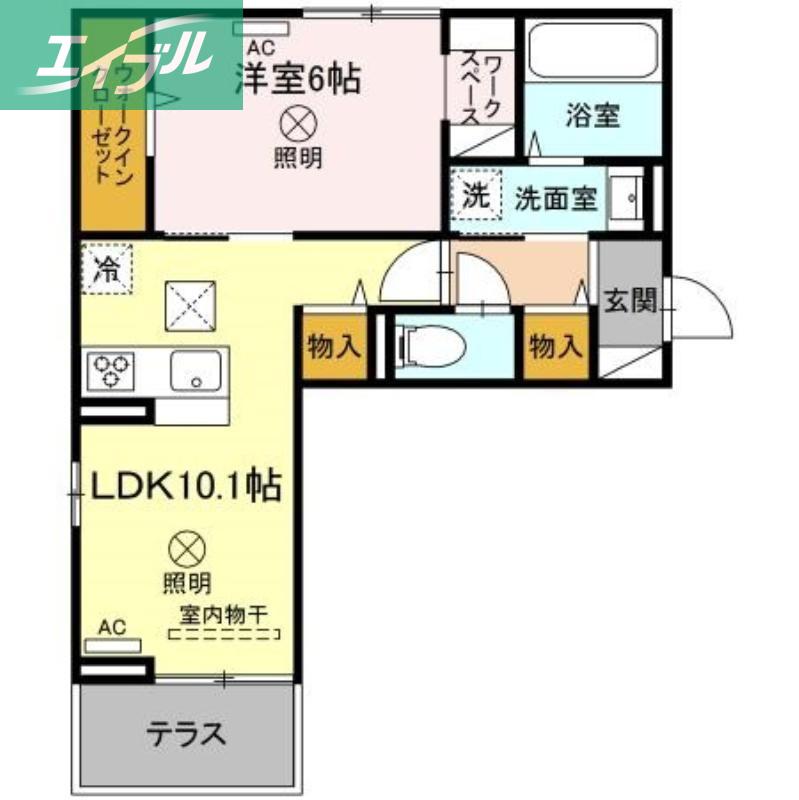 トリシア原尾島(1LDK/1階)の間取り写真