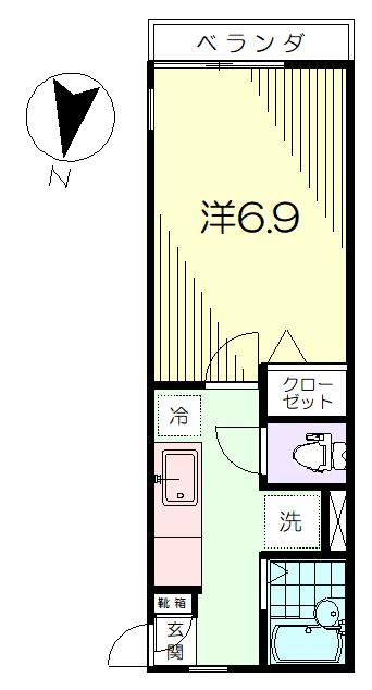 グリーンヒル梶ヶ谷(1K/1階)の間取り写真