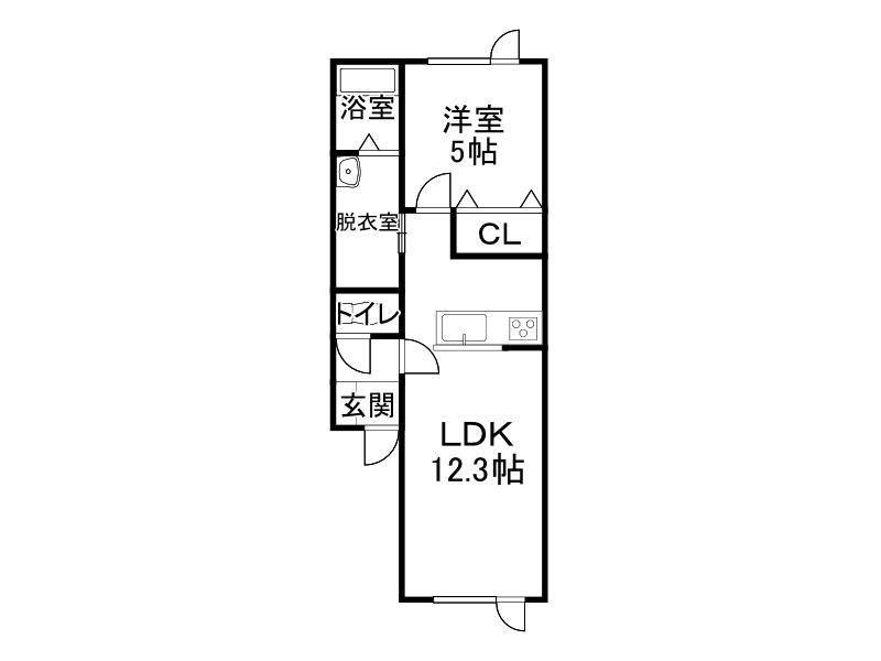 ウィステリアIII(1DK/2階)の間取り写真