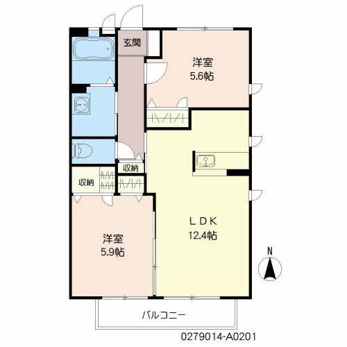 サニーレイクK(2LDK/2階)の間取り写真