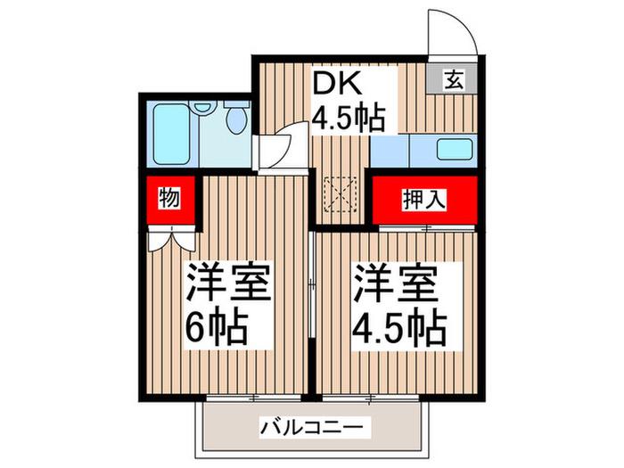 イーストコーポ(2DK/2階)の間取り写真