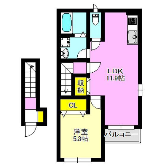 スラッガー(1LDK/2階)の間取り写真