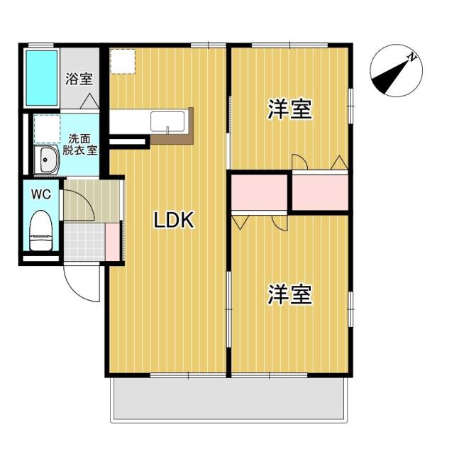 カーサミヤギII(2LDK/2階)の間取り写真