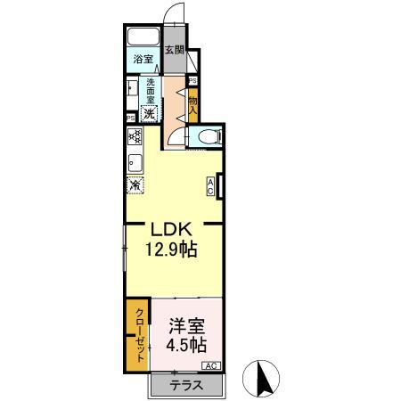 グラナーデ成城学園前B(1LDK/1階)の間取り写真