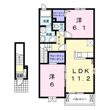 グレース・亀山(2LDK/2階)の間取り写真