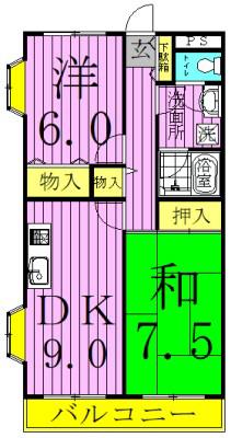 ルミエールテルメ(2LDK/3階)の間取り写真
