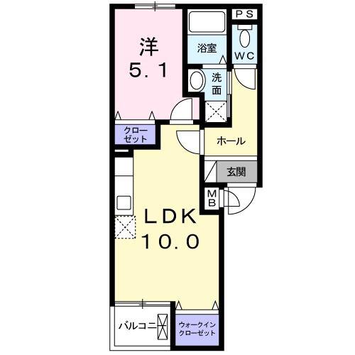 アイリー(1LDK/1階)の間取り写真