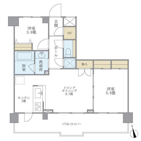 プレミアコンフォート西荻窪(2LDK/3階)の間取り写真