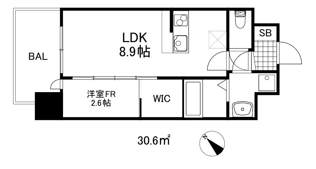 セレニテ神戸駅前アリエ(1LDK/10階)の間取り写真