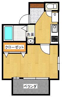 グリーンサイドアイエス(1K/2階)の間取り写真