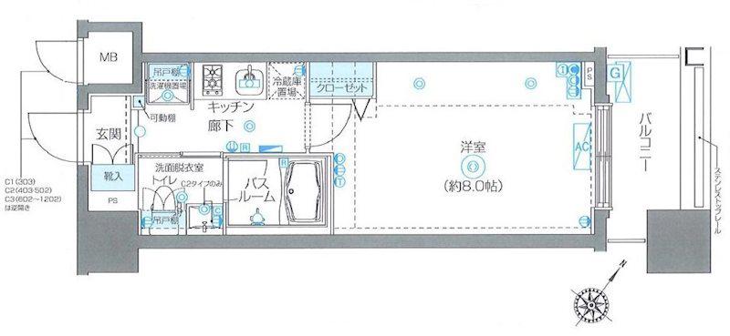 ZOOM池尻大橋(1K/7階)の間取り写真