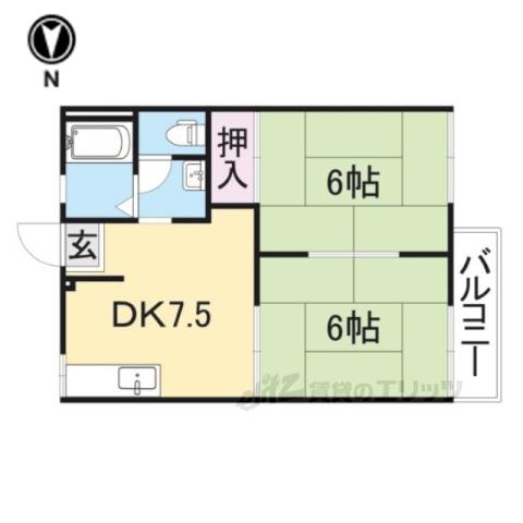 ファミールコーポ高屋9棟(2DK/2階)の間取り写真