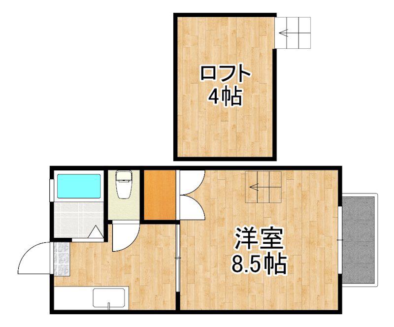 向花ハイツ(1SK/2階)の間取り写真