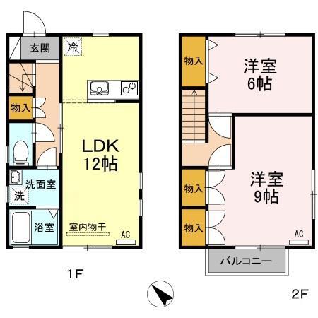 カーサ石原瀬 III(2LDK/2階)の間取り写真