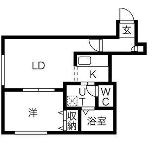 シティハイム南6条(1LDK/2階)の間取り写真