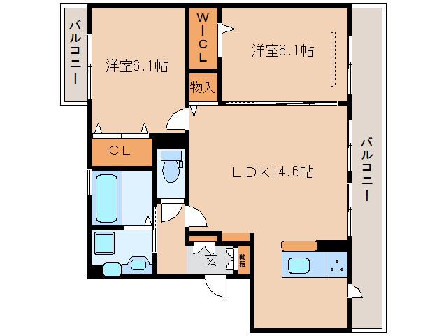コーポ大安寺II(2LDK/1階)の間取り写真